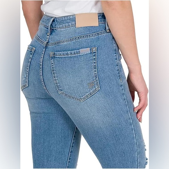 Women's Light Blue Distressed Jeans - Picture 3 of 16